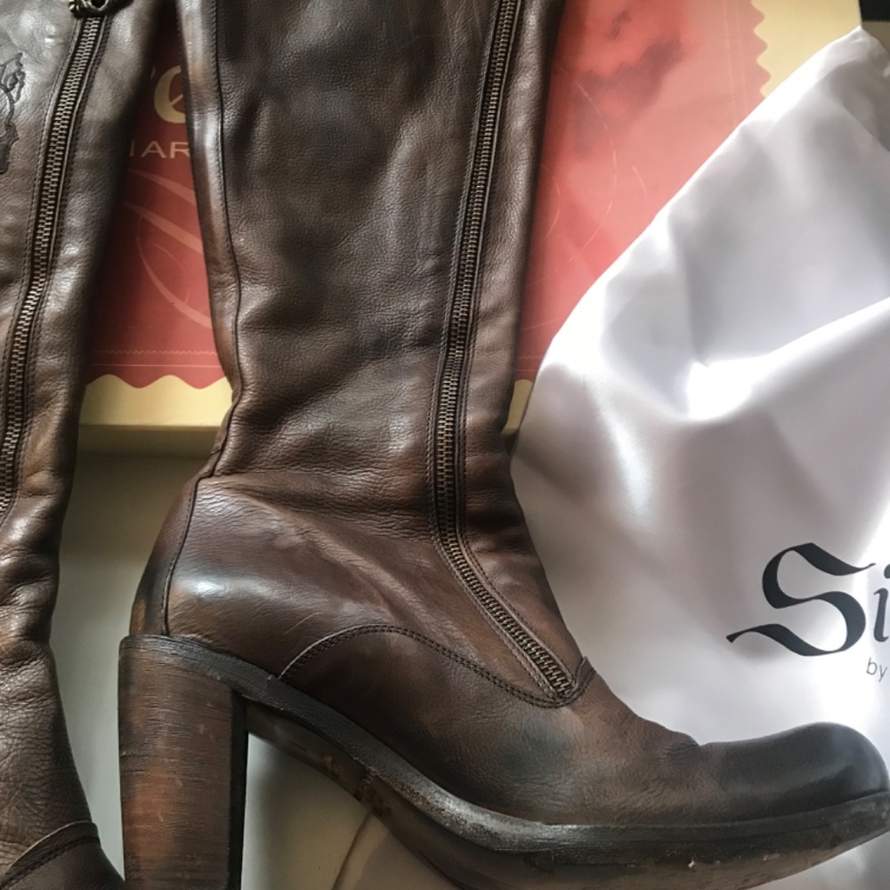 Siren Leather Rose Embroidered Boots - image 3